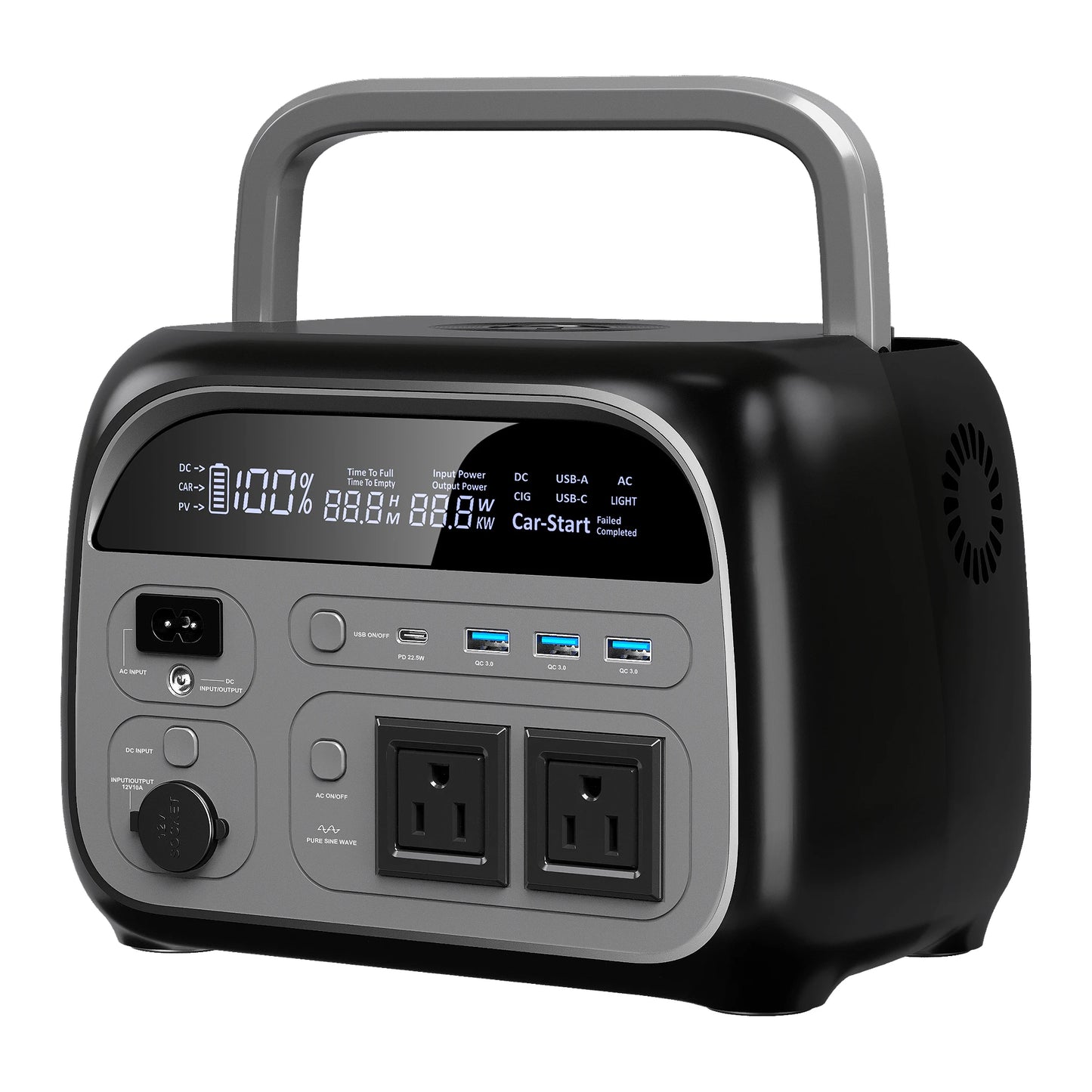CTOLITY 2400W Portable Power Station 1800W Power Generator LED Light Emergency 500W Solar Power Bank for Outdoor Camping Travel