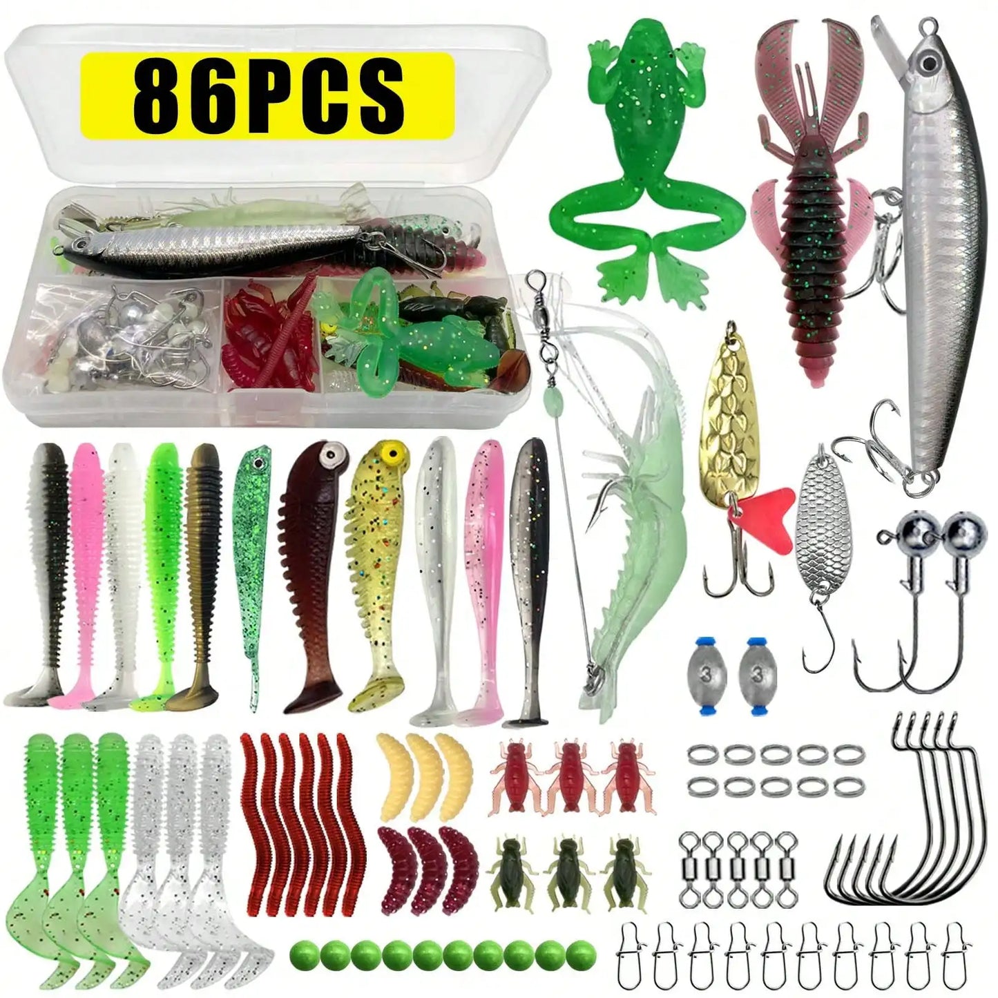 Mixed Fishing Lure Set Tackle Box Kit For Trout Bass