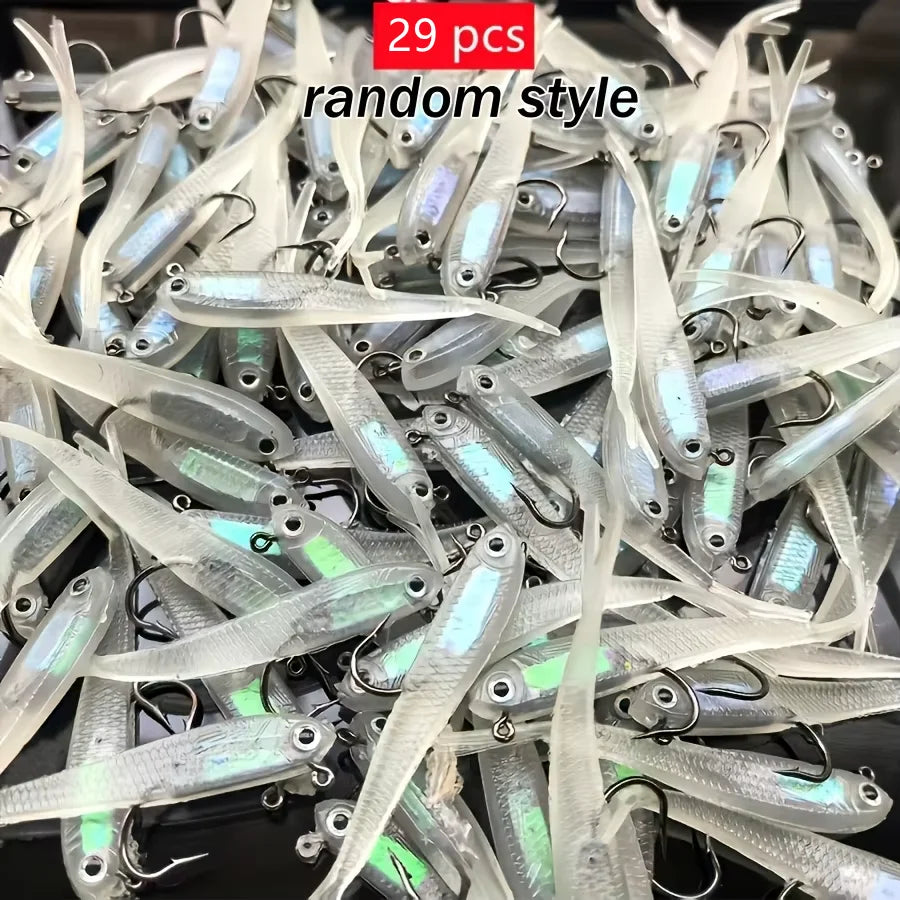 Soft Fishing Bait With Hook Mixed Bionic Baits 29 Pcs Saltwater Freshwater
