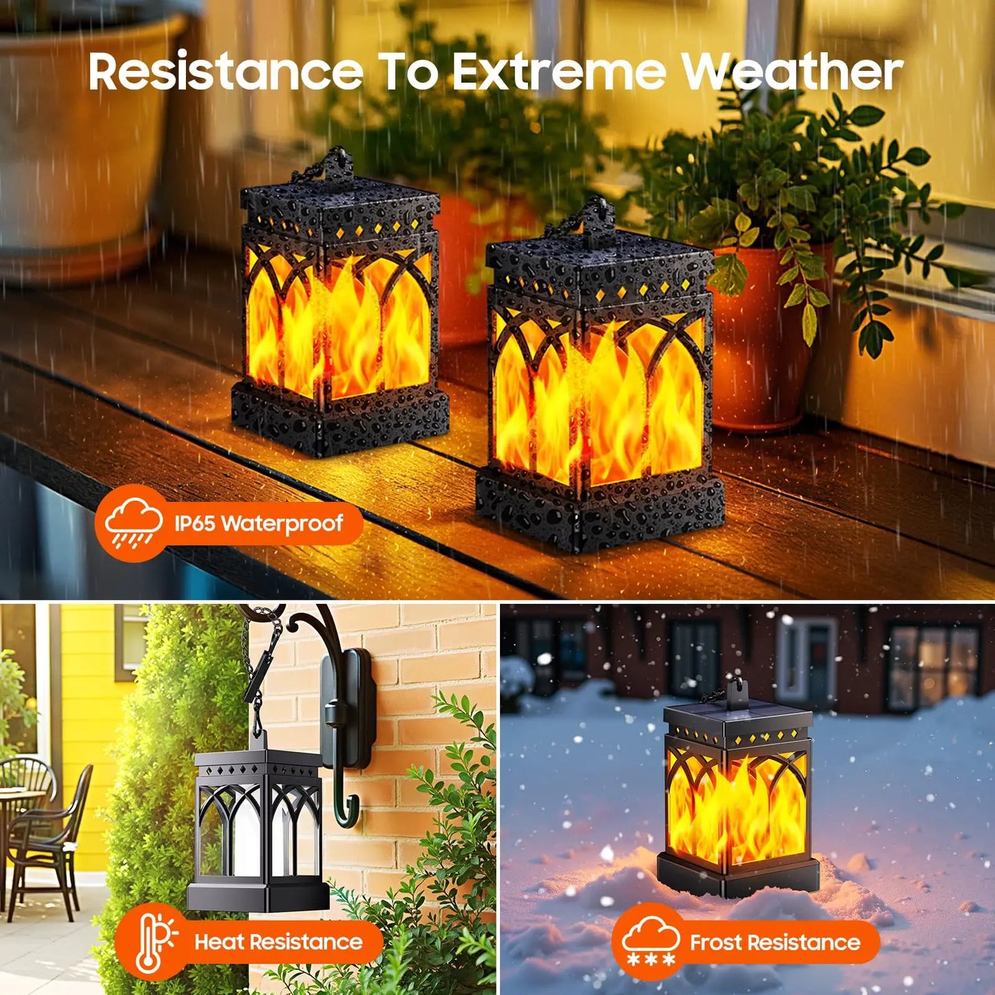 Solar Lanterns Outdoor Waterproof, Two Modes Hanging Solar Lantern Lights for Outside, Auto ON/Off Lanterns Decorative