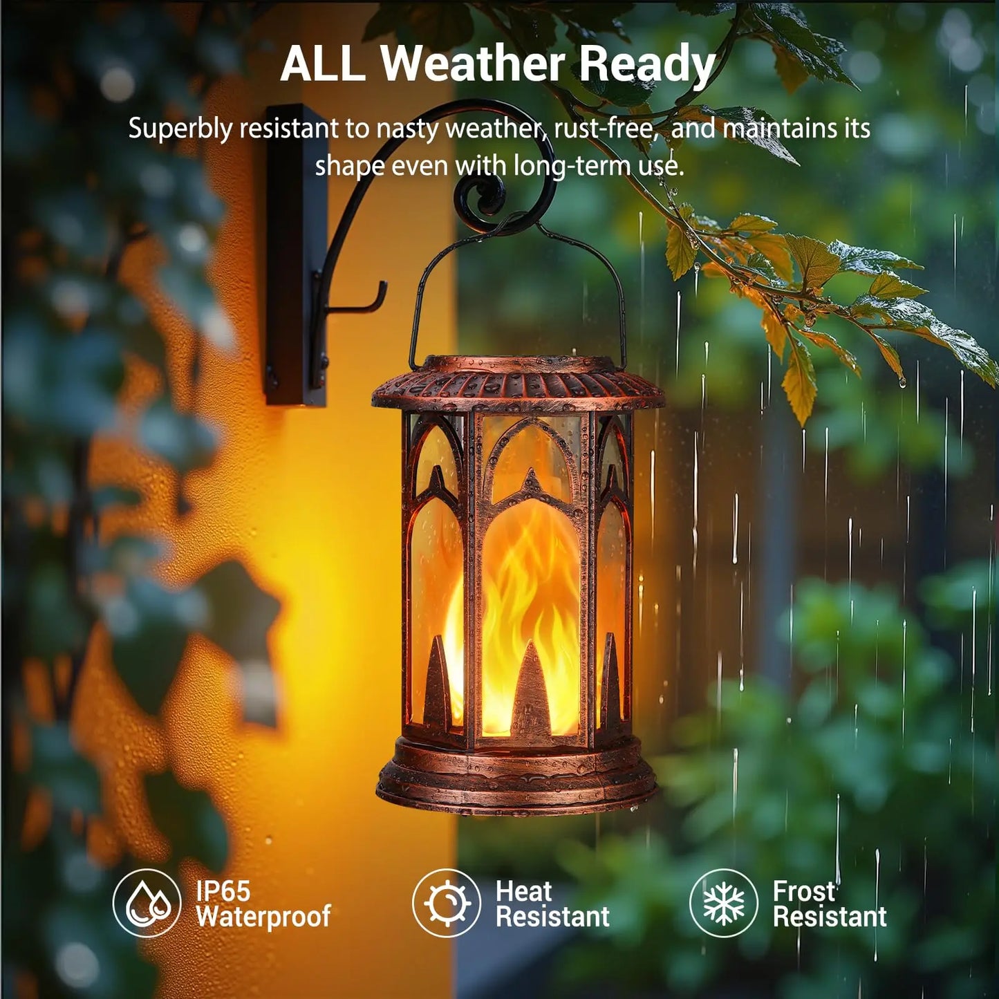 Solar Lantern Outdoor Lights, Upgraded Flickering Flame Solar Lanterns Outdoor Waterproof, Auto ON/Off Lanterns Decorative Outdo