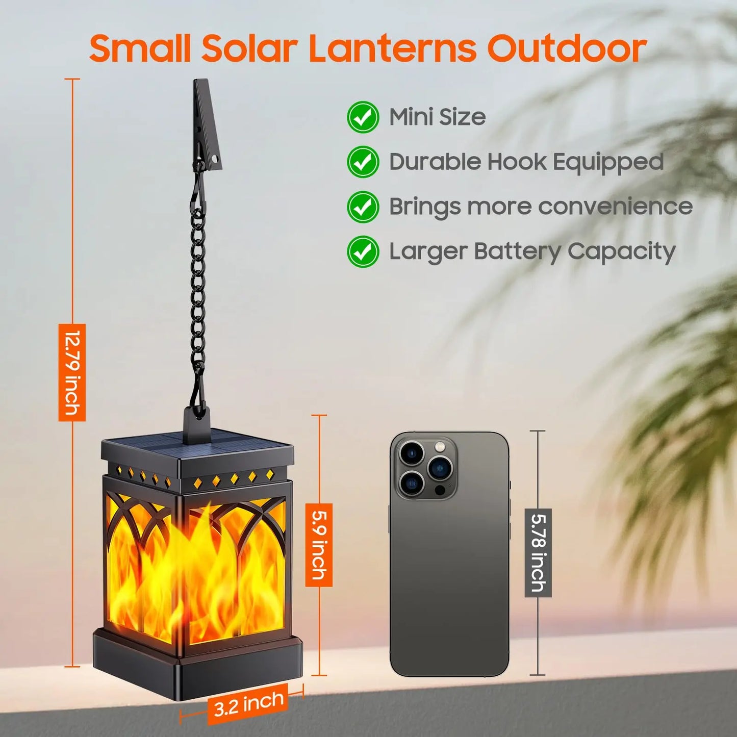 Solar Lanterns Outdoor Waterproof, Two Modes Hanging Solar Lantern Lights for Outside, Auto ON/Off Lanterns Decorative