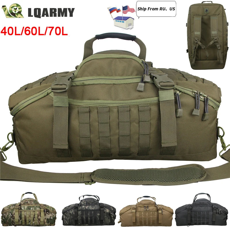 LQARMY 3 Way Duffel Bag Waterproof Travel Bag Unisex Gear