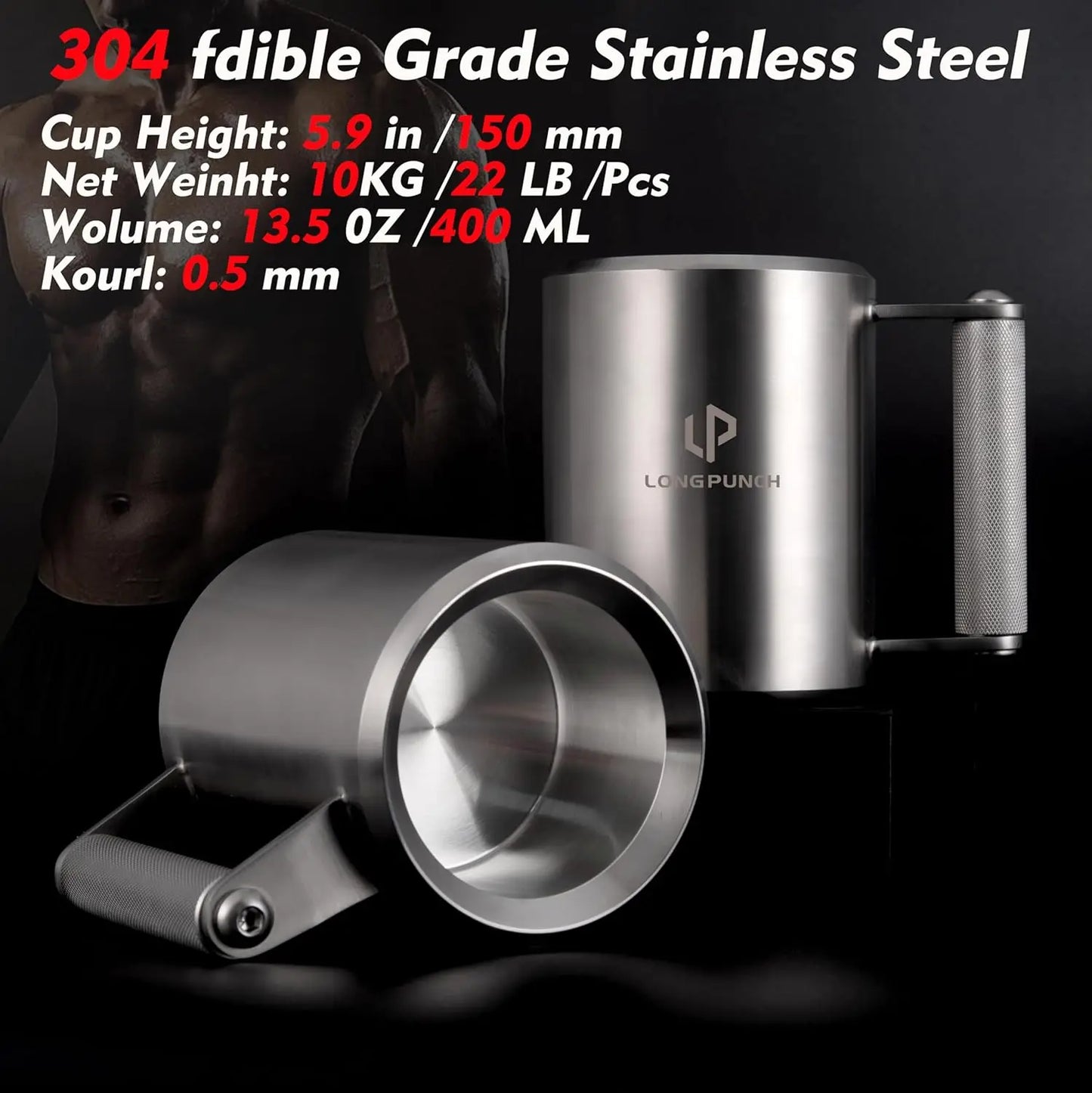 Heavy Mug Stainless Steel Dumbbell Cup For Gym And Workout