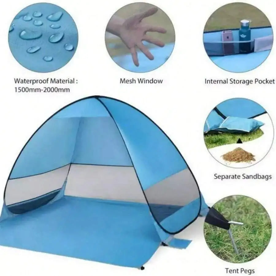 Pop Up Portable Beach Canopy Sun Shade Shelter Outdoor Camping Fishing Tent Mesh Outdoor Shade Tent, Beach Tent