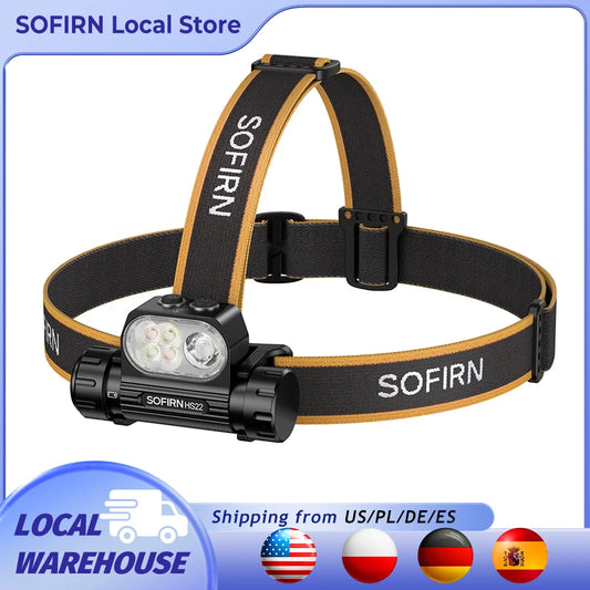 SOFIRN Headlamp HS22 2500lm 18650 4000mAh Flashlight 2700-6000K Stepless SFT25R LED Color Temperature Adjustment  Dual Switch