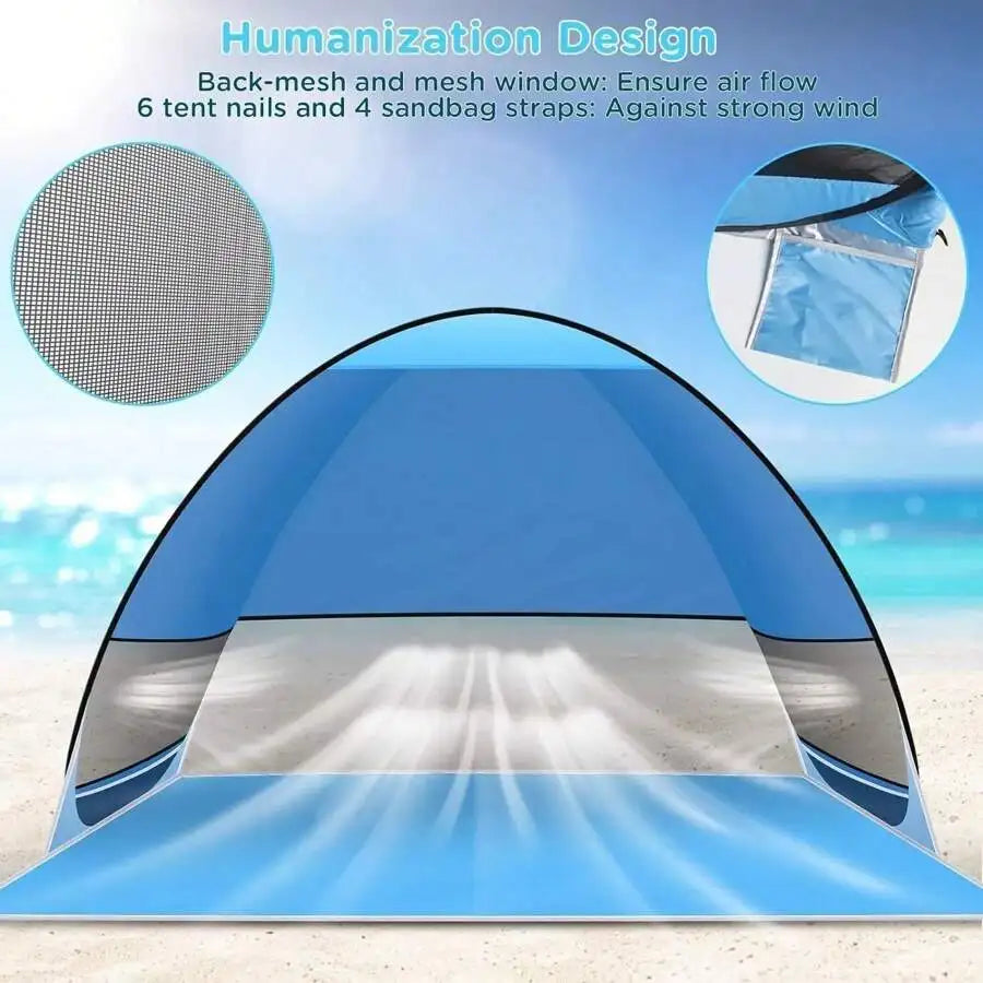 Pop Up Portable Beach Canopy Sun Shade Shelter Outdoor Camping Fishing Tent Mesh Outdoor Shade Tent, Beach Tent