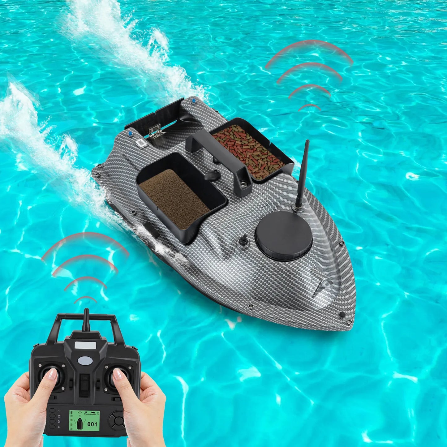 Rechargeable GPS Bait Boat 2 Batteries And 16 Positioning Points
