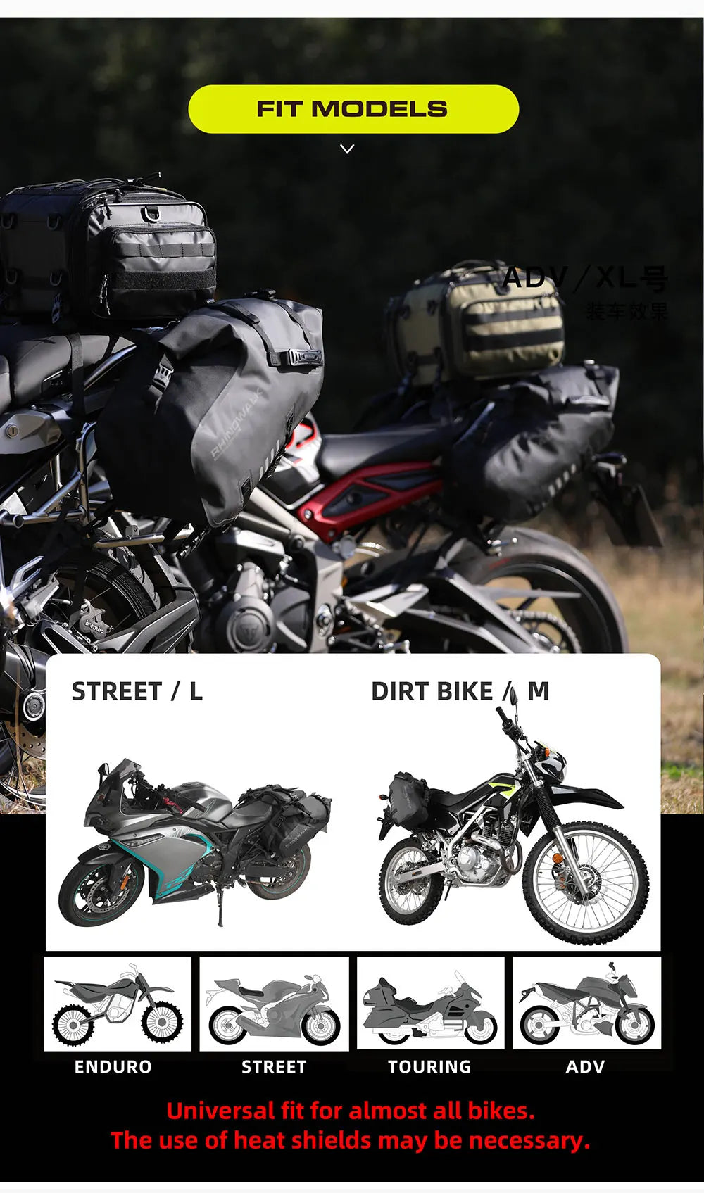 Waterproof Motorcycle Saddle Bags 2 Pack Universal Fit