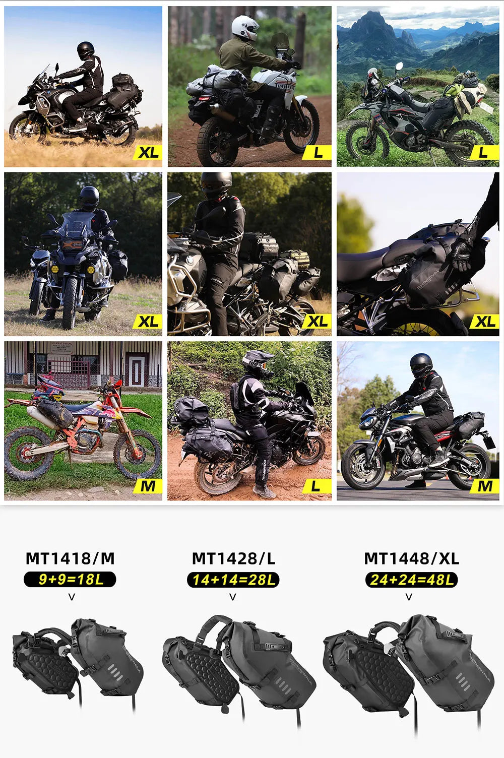 Waterproof Motorcycle Saddle Bags 2 Pack Universal Fit