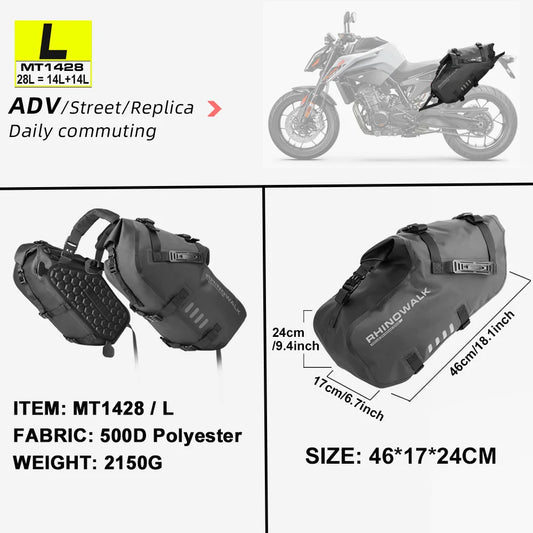 Waterproof Motorcycle Saddle Bags 2 Pack Universal Fit