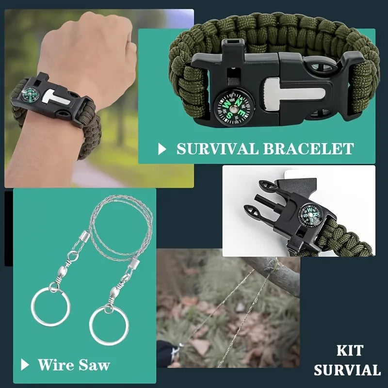 232pcsMulti-Functional Tool Backpack Emergency Survival Kit Camping Gear First Aid Supplies with MOLLE Pouches Suitable for Hunting Camping Gardening Outdoor Adventure Creative Gift for Valentine's Day Father's Day Birthday