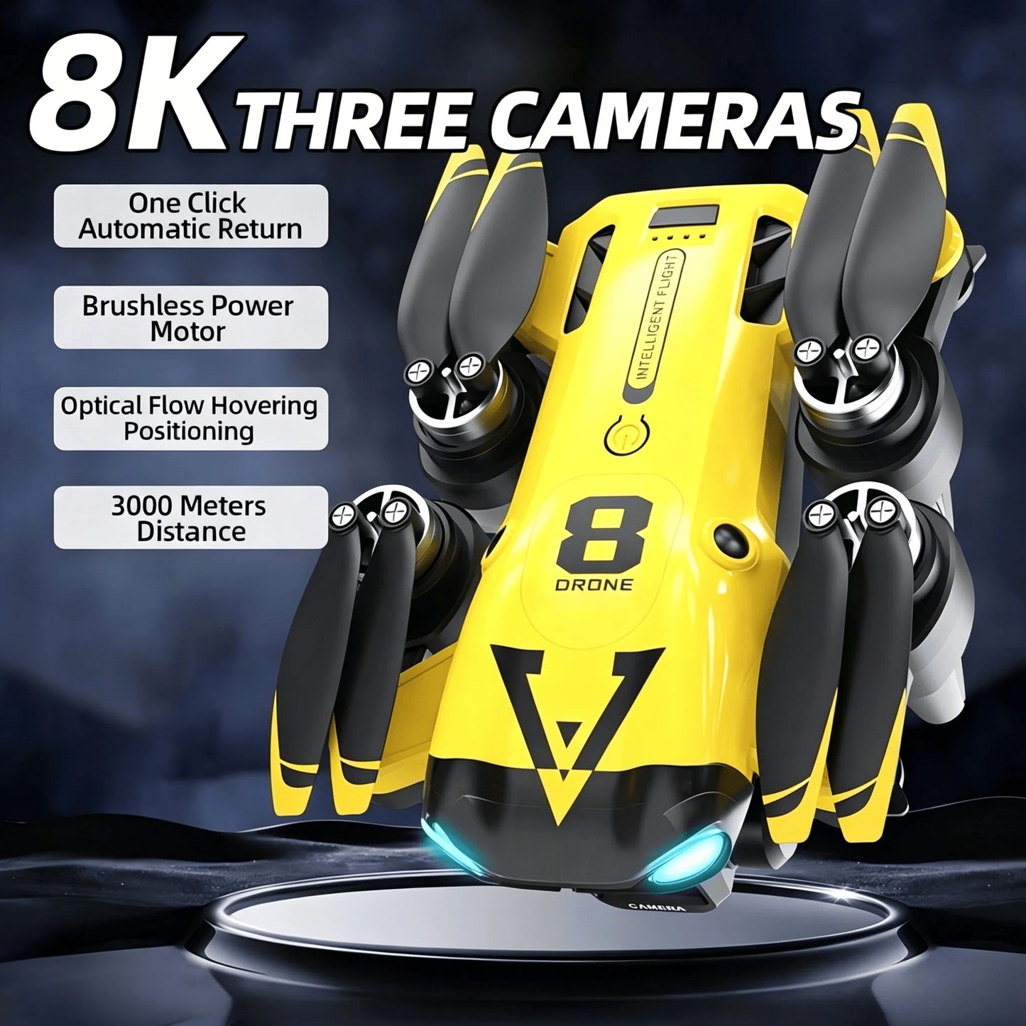 Lccnccz Quadcopter With Triple Cameras Optical Flow OneKeyReturn Brushless