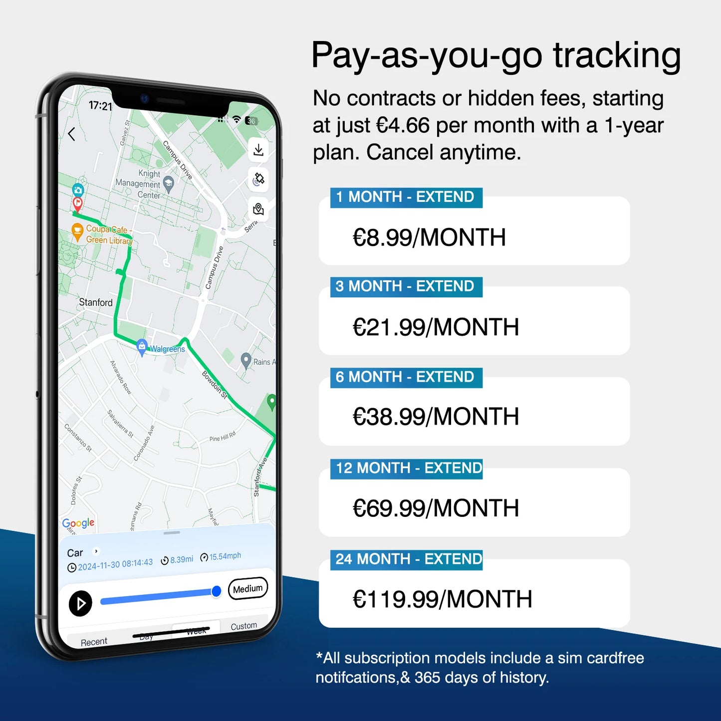 15 Days Long Last Car GPS Tracker Safe Fences No APN Setting Tracking Locator with First Use 20 Percent OFF Service Charge