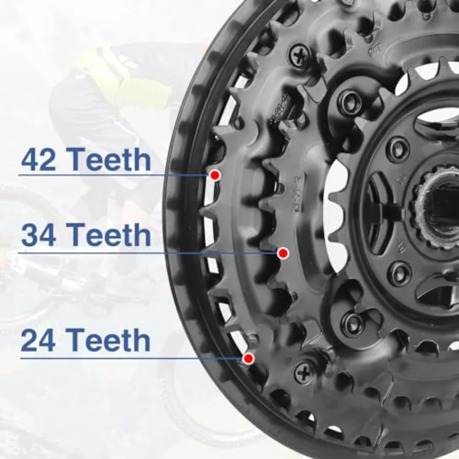 Square Gear Crankset FortyTwo ThirtyFour TwentyFour Teeth 3x6 3x7 3x8