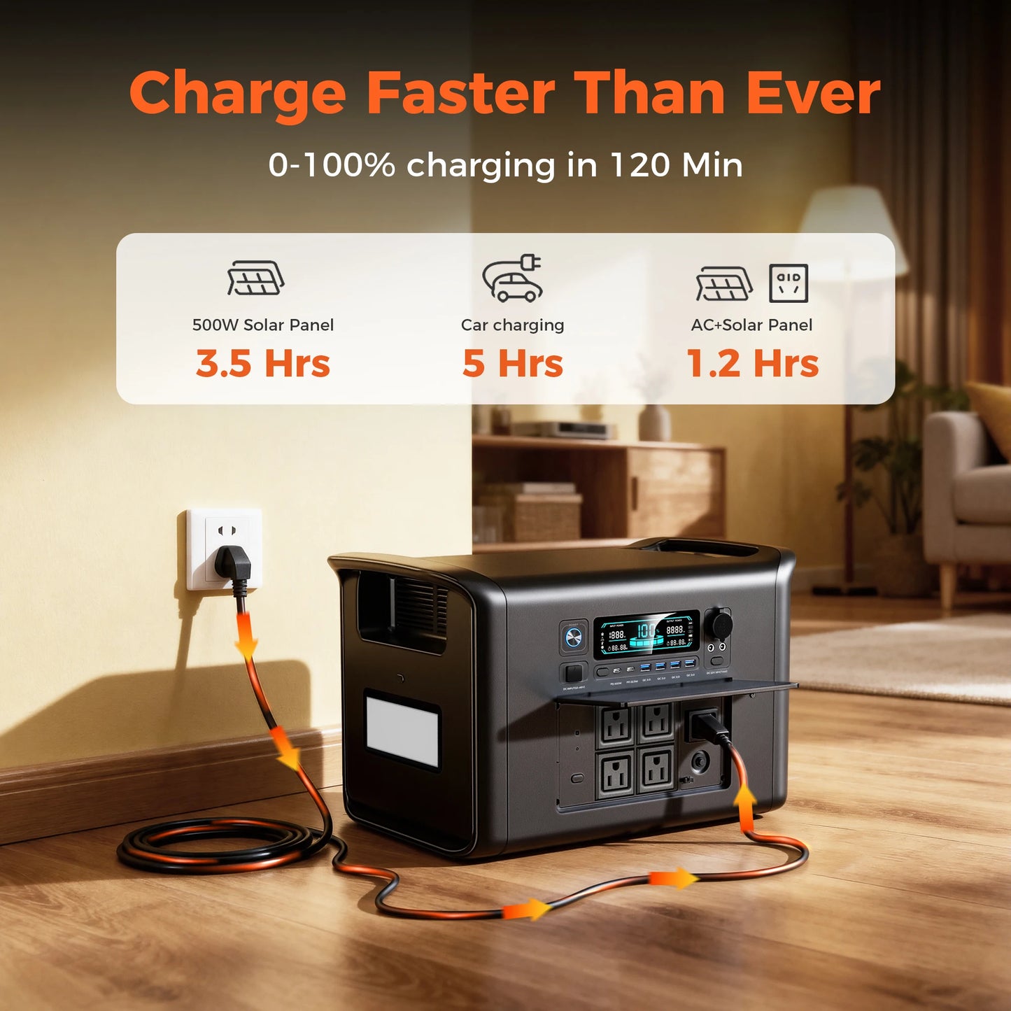CTOLITY 2400W Portable Power Station 1800W Power Generator LED Light Emergency 500W Solar Power Bank for Outdoor Camping Travel