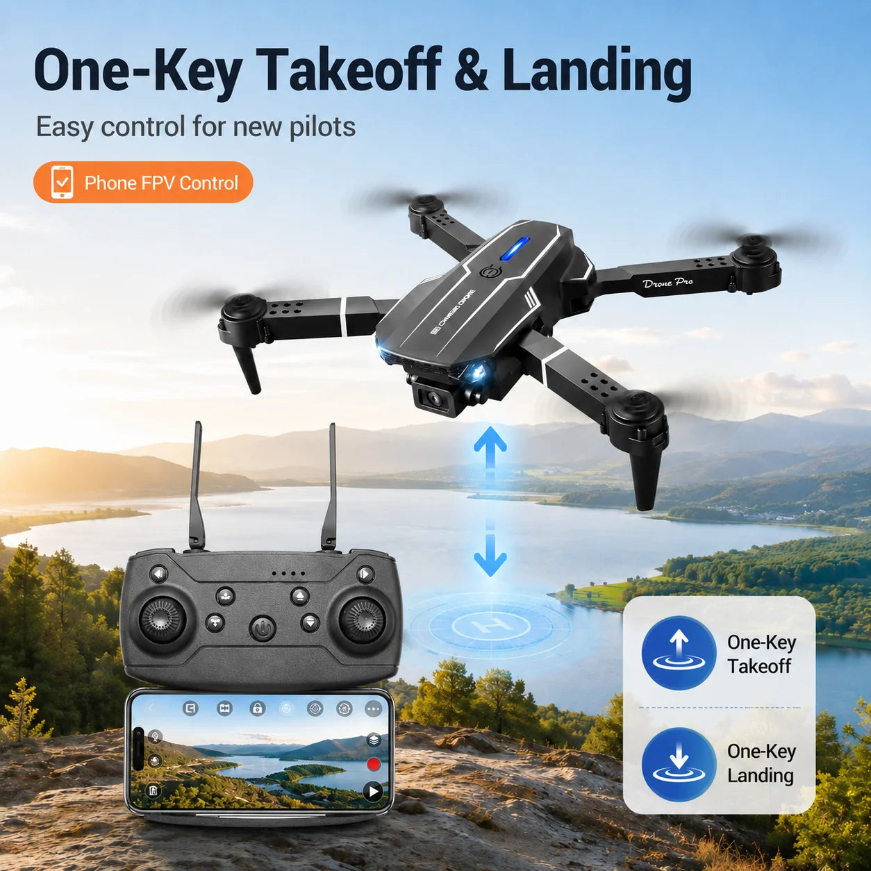 ZNLYRION Foldable RC Drone 4K Dual Camera FPV WiFi Waypoint