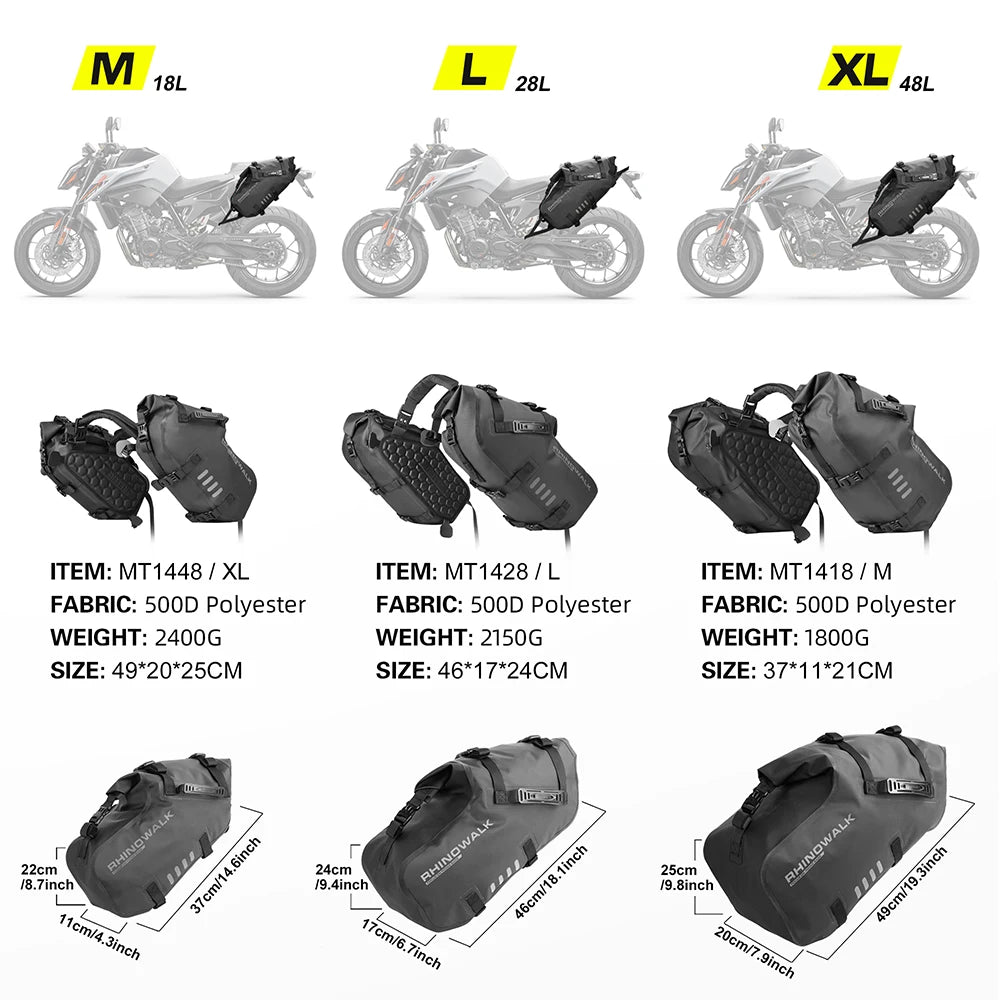 Waterproof Motorcycle Saddle Bags 2 Pack Universal Fit