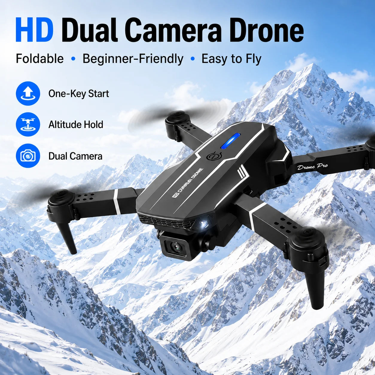ZNLYRION Foldable RC Drone 4K Dual Camera FPV WiFi Waypoint
