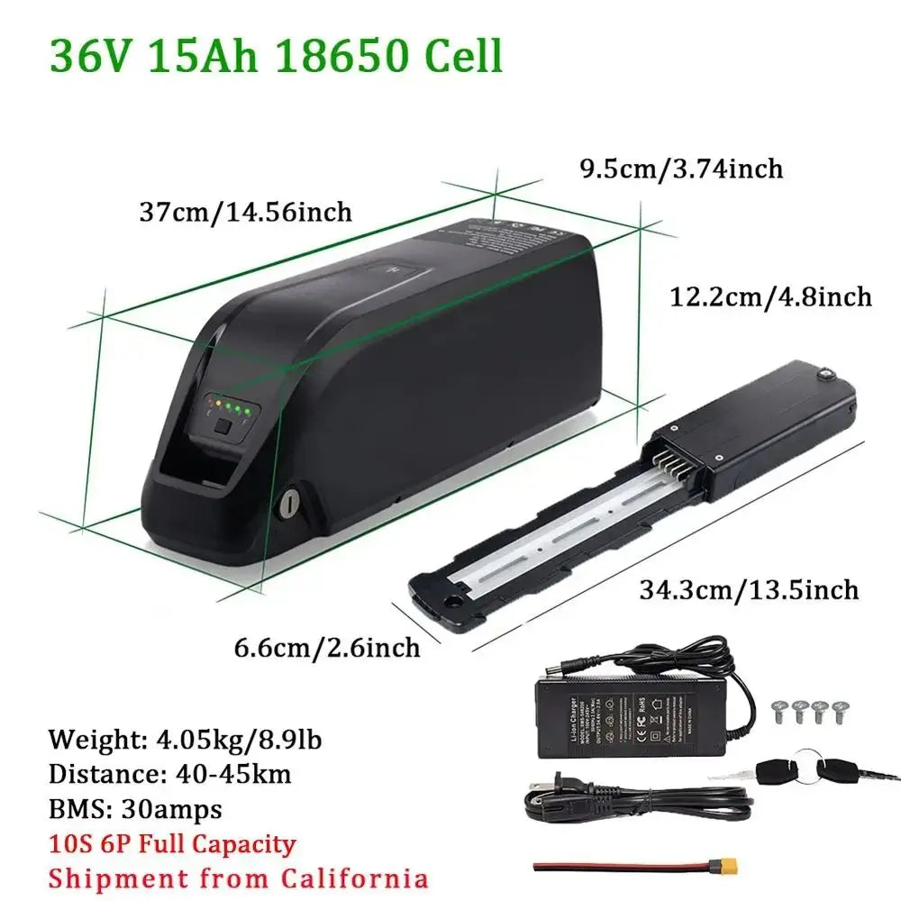 CAO MM Ebike Battery 36V 10Ah 15Ah 20Ah With Charger