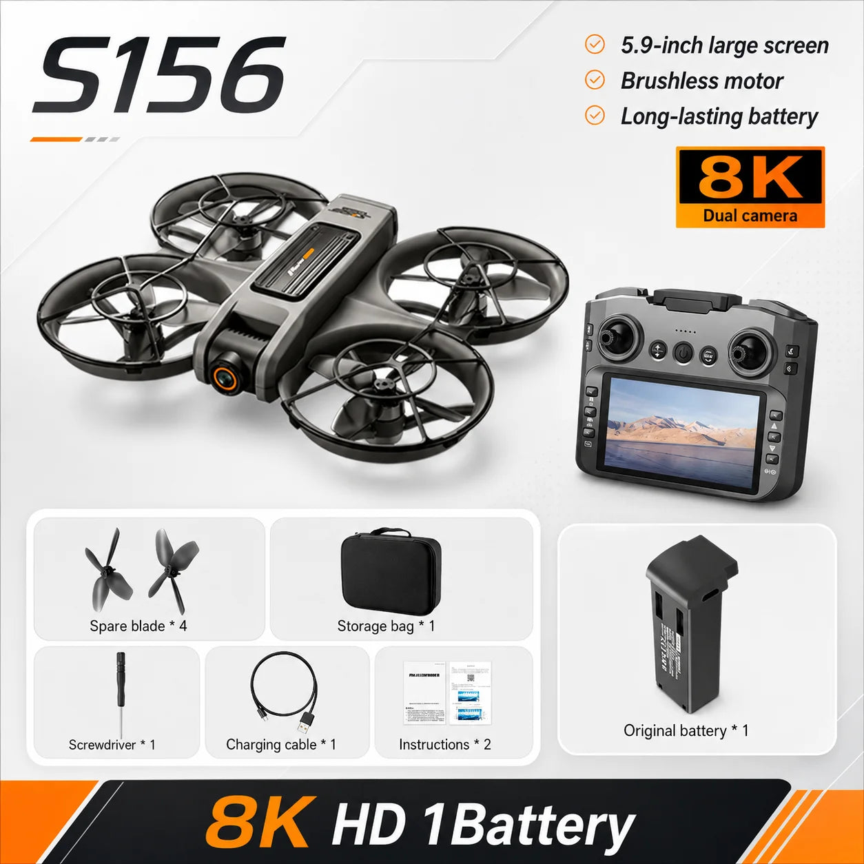 ZNLYRION S156 Drone Dual 8K Camera Quad With FPV Remote