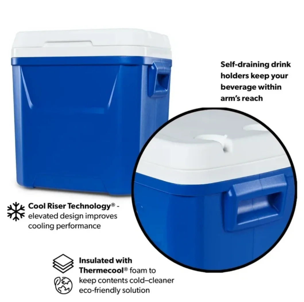 60 QT Blue Laguna Wheeled Hard Sided Ice Chest Cooler Long Lasting Ice Retention Large Capacity Portable Rolling Cool Box With Pull Handle And Wheels Stain Resistant Interior Perfect For Camping Fishing Beach Picnic Outdoor B