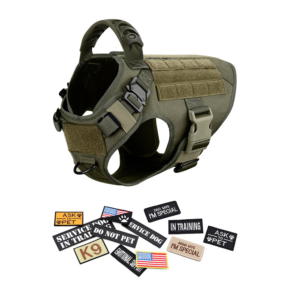 PETRAVEL Military Dog Harness Vest Leash Patches Training Set