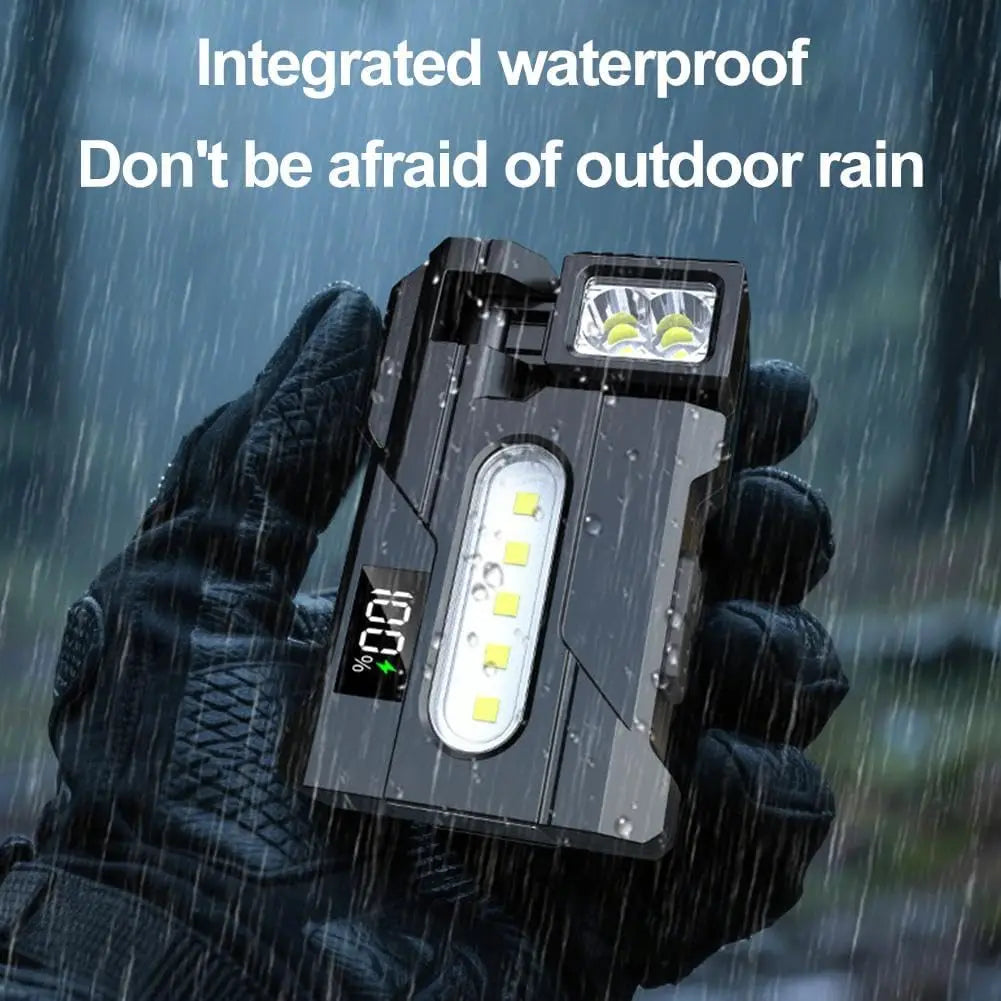 Mini EDC Flashlight 1200 Lumens, Super Bright 3 Modes Mini EDC Pocket-sized Flat Flashlights Rechargeable,Portable ABS Small LED Dual Light w Clip,IP68 Rotatable Magnetic Torches for Camping Emergency