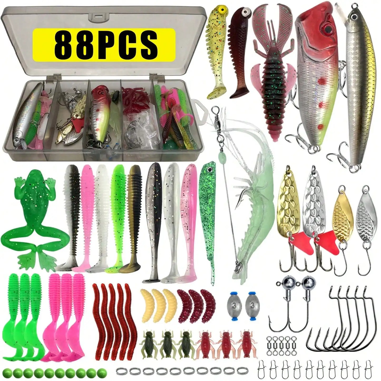 Mixed Fishing Lure Set Tackle Box Kit For Trout Bass