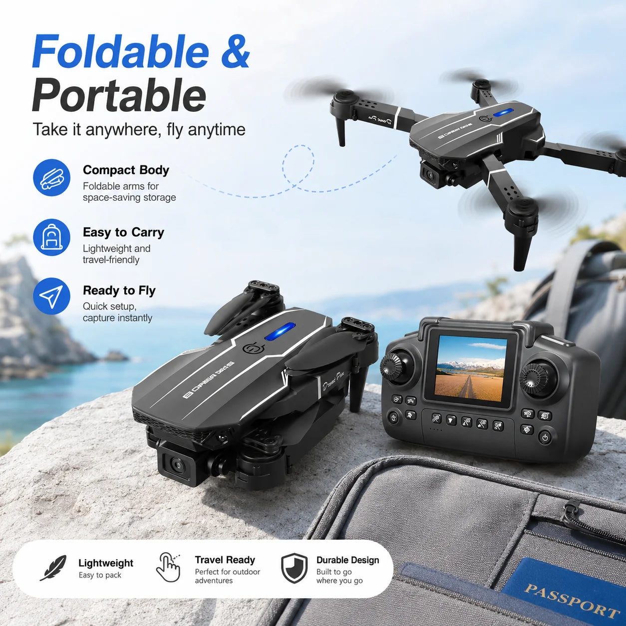 ZNLYRION RC Drone With HD Camera Altitude Hold 3 Speed
