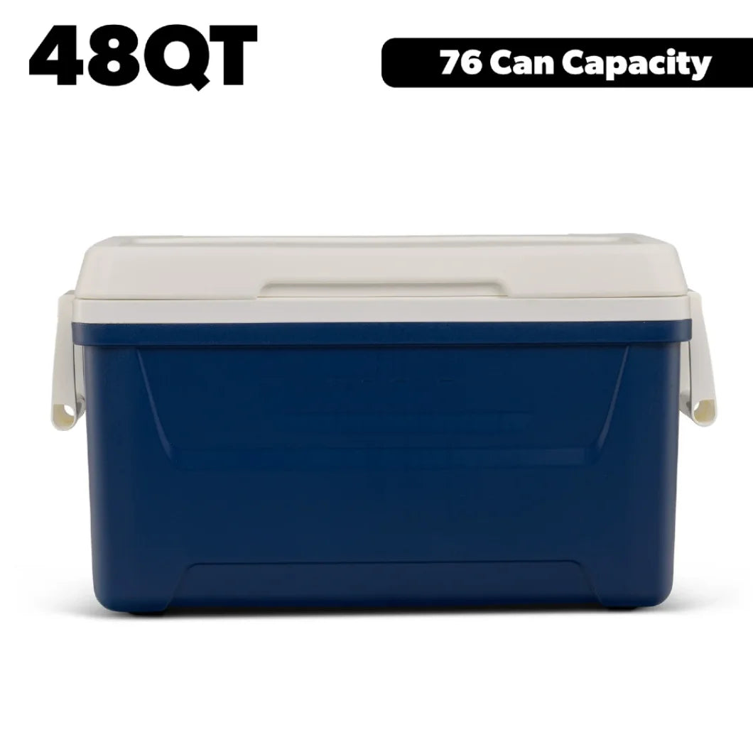 48 QT Red Laguna Hard Sided Insulated Ice Chest Cooler Large Capacity Portable Ice Retention Cool Box With Swing Carry Handles Stain Odor Resistant Liner For Camping Beach Picnic Fishing Outdoor BBQ Travel Drinks Food Storage