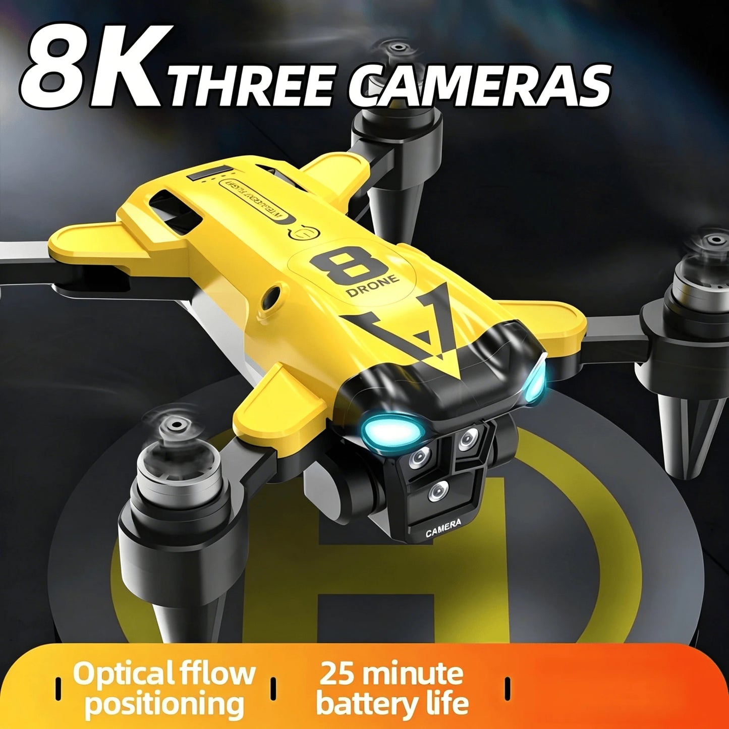 Lccnccz Quadcopter With Triple Cameras Optical Flow OneKeyReturn Brushless