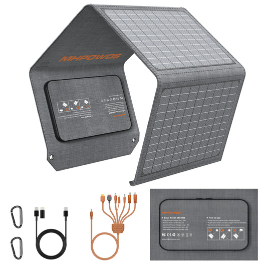 MHPOWOS 40W Foldable Solar Panel USB Phone Charger