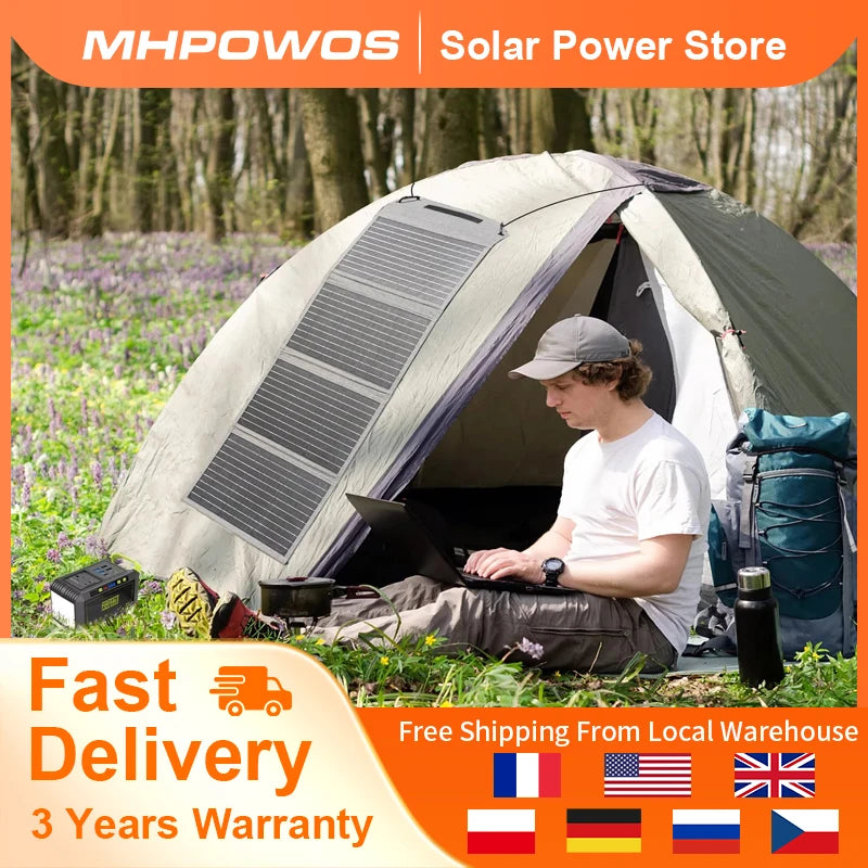 MHPOWOS 40W Foldable Solar Panel USB Phone Charger