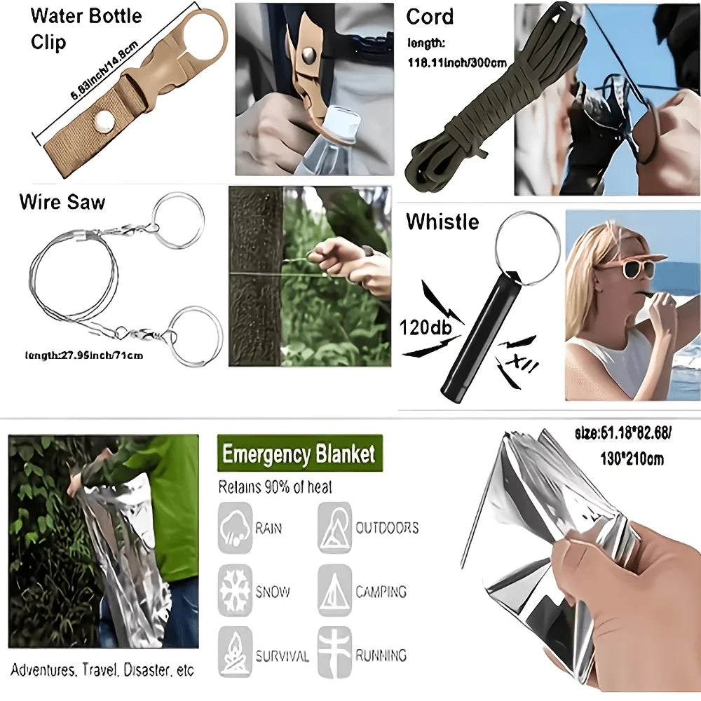 240 Survival Kit for Outdoor Adventure Travel Camping Sports Office Car School Emergency First Aid Equipment Tool Gift for Men And Women