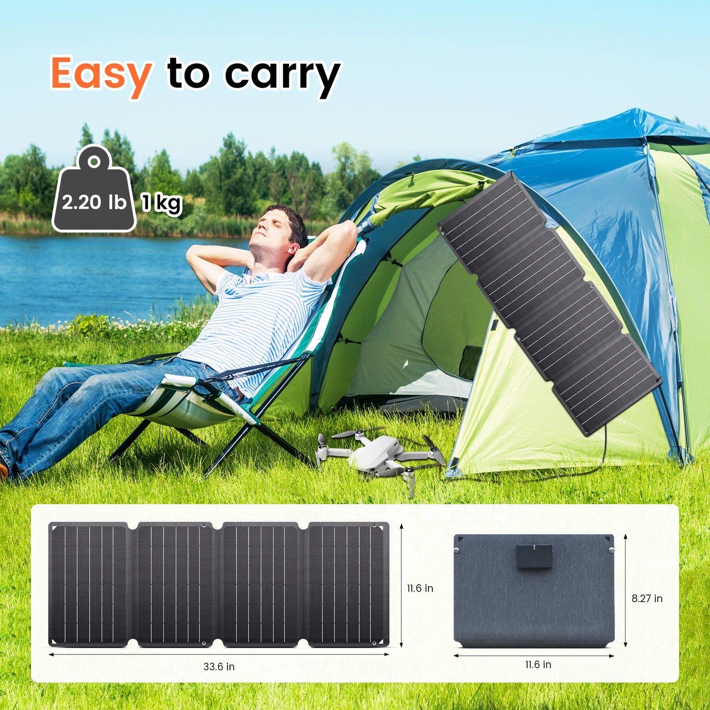 CTOLITY 36W Portable Solar Panel MPPT Foldable USB Charger for Phones Tablets