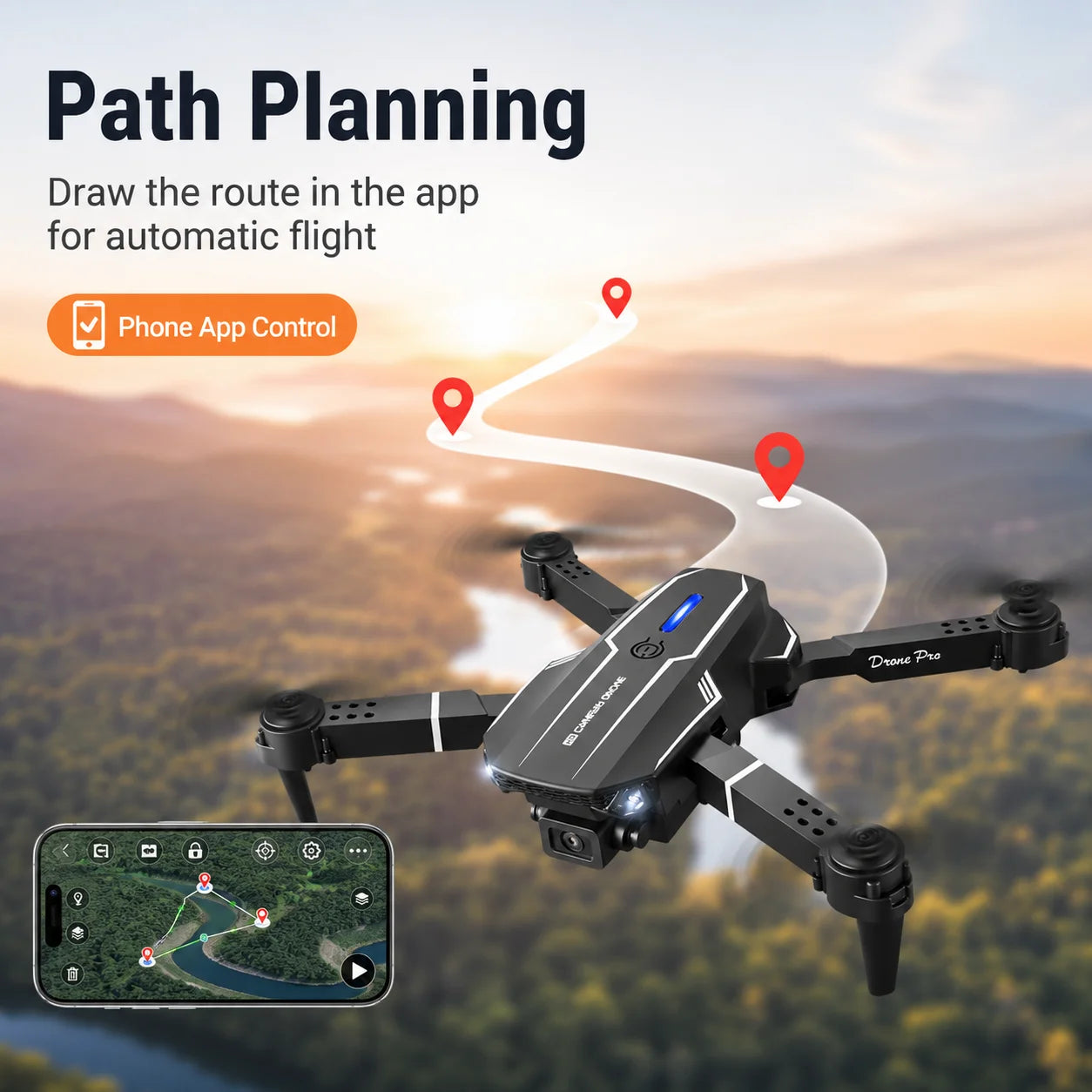 ZNLYRION Foldable RC Drone 4K Dual Camera FPV WiFi Waypoint