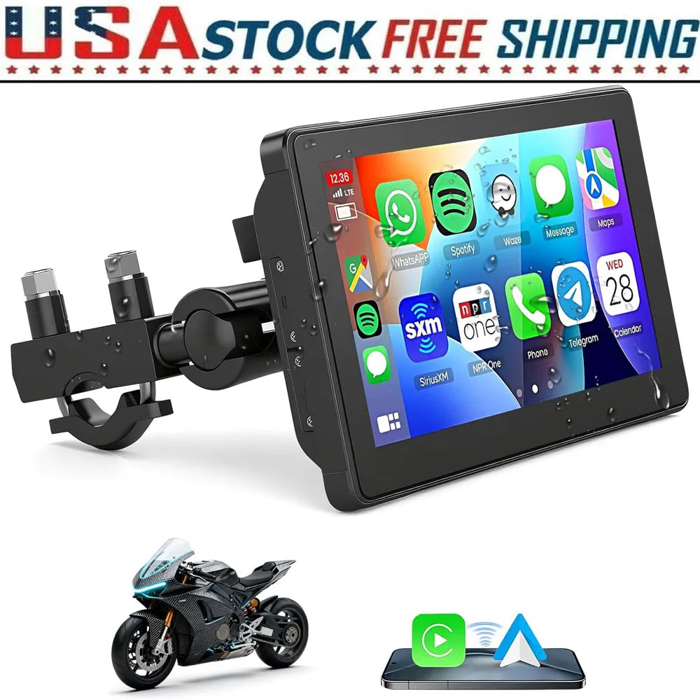 NEW Quality 5inch Motorcycle GPS Navigation Screen 1080P HD Dash Cam Front Rear IP68 Waterproof Touch Screen Bluetooth Audio Receiver Support Wireless Mirror Link 5G Wifi Hands-free Calling Tire Pressure Monitoring