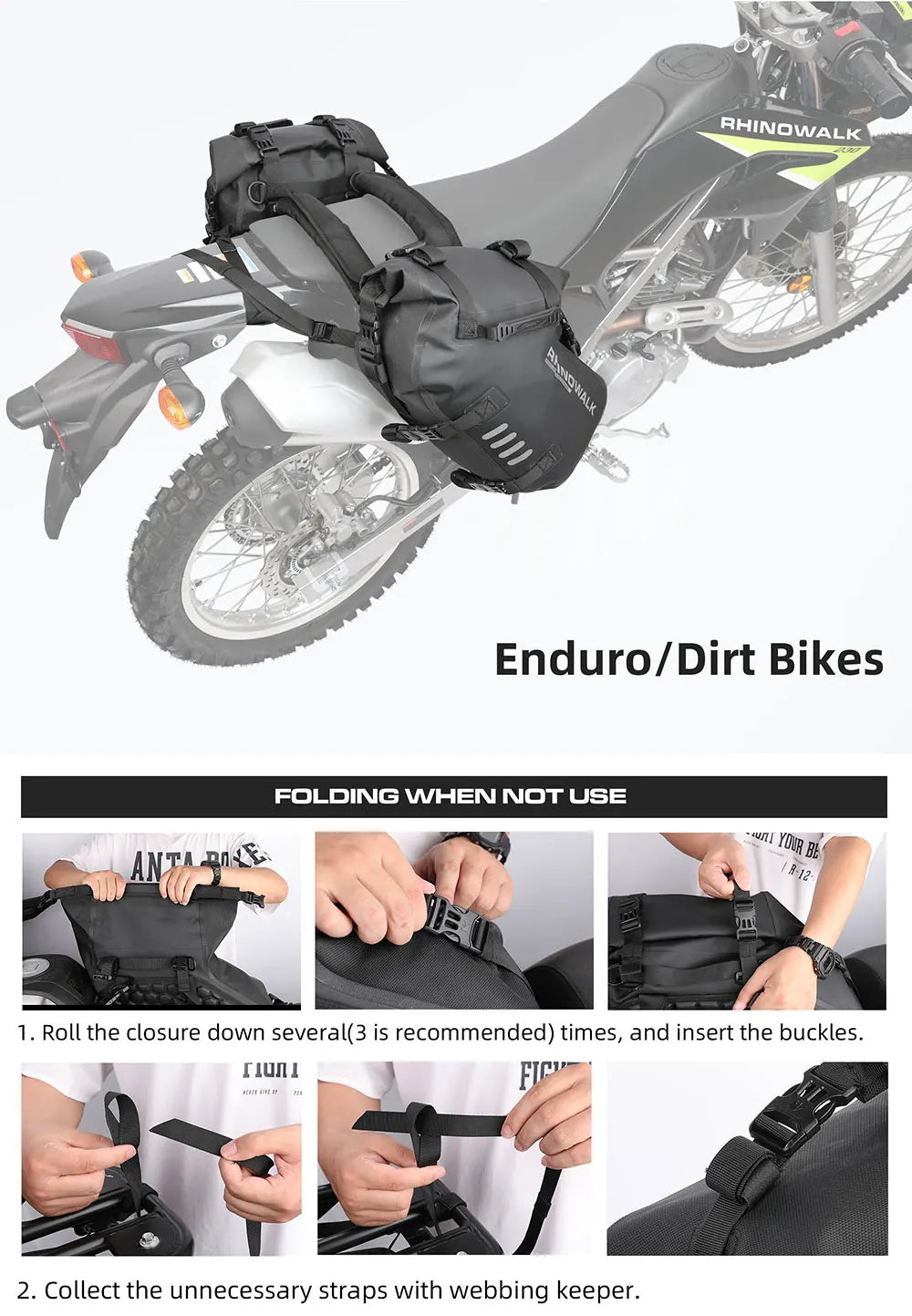 Waterproof Motorcycle Saddle Bags 2 Pack Universal Fit