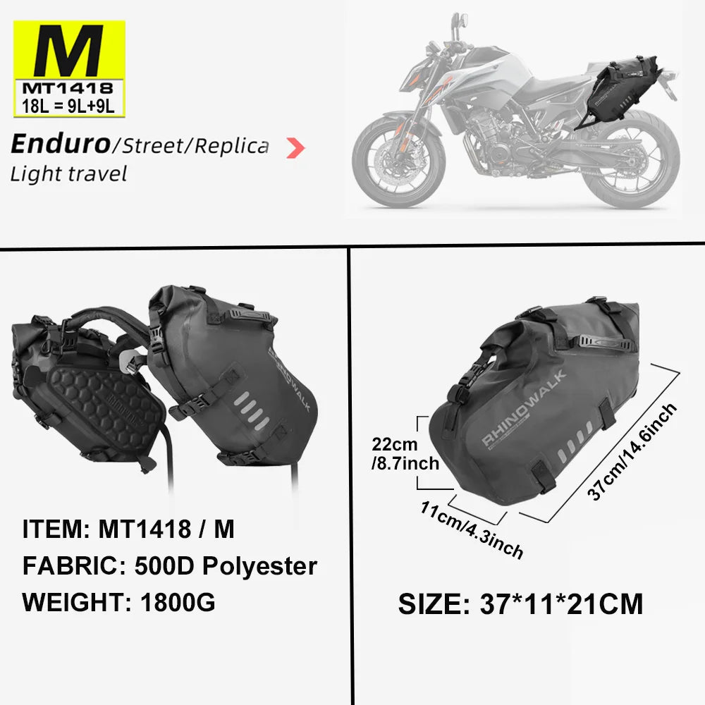 Waterproof Motorcycle Saddle Bags 2 Pack Universal Fit