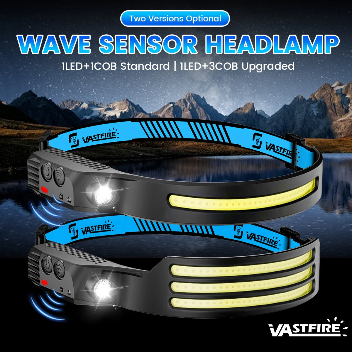1000mAh COB LED Headlamp Induction Head Lamp Built-in Battery USB Rechargeable Head Flashlight Outdoor Camping Fishing Sensor Headlight