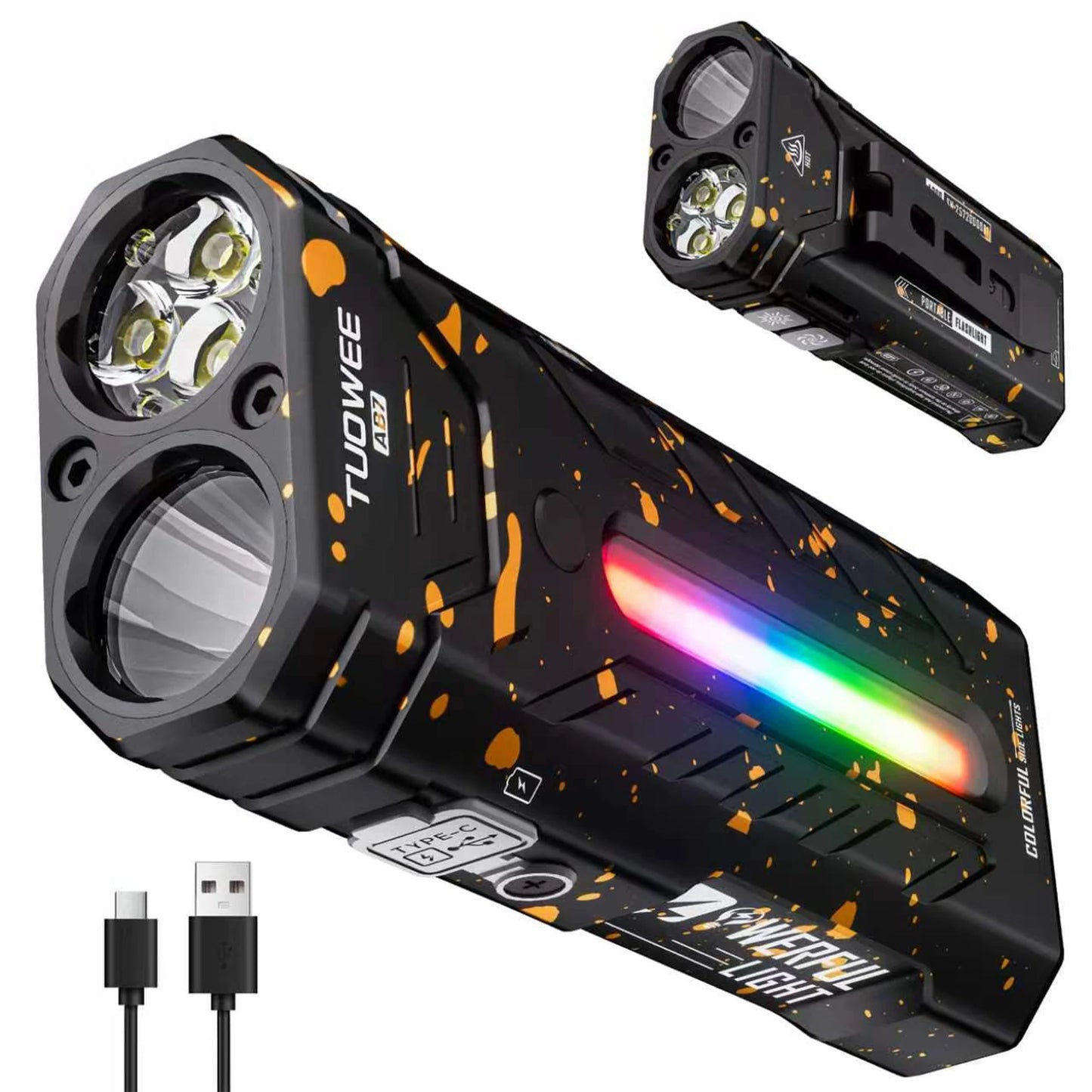 Rechargeable Magnetic LED Flashlight 5000LM With RGB Ambient Light