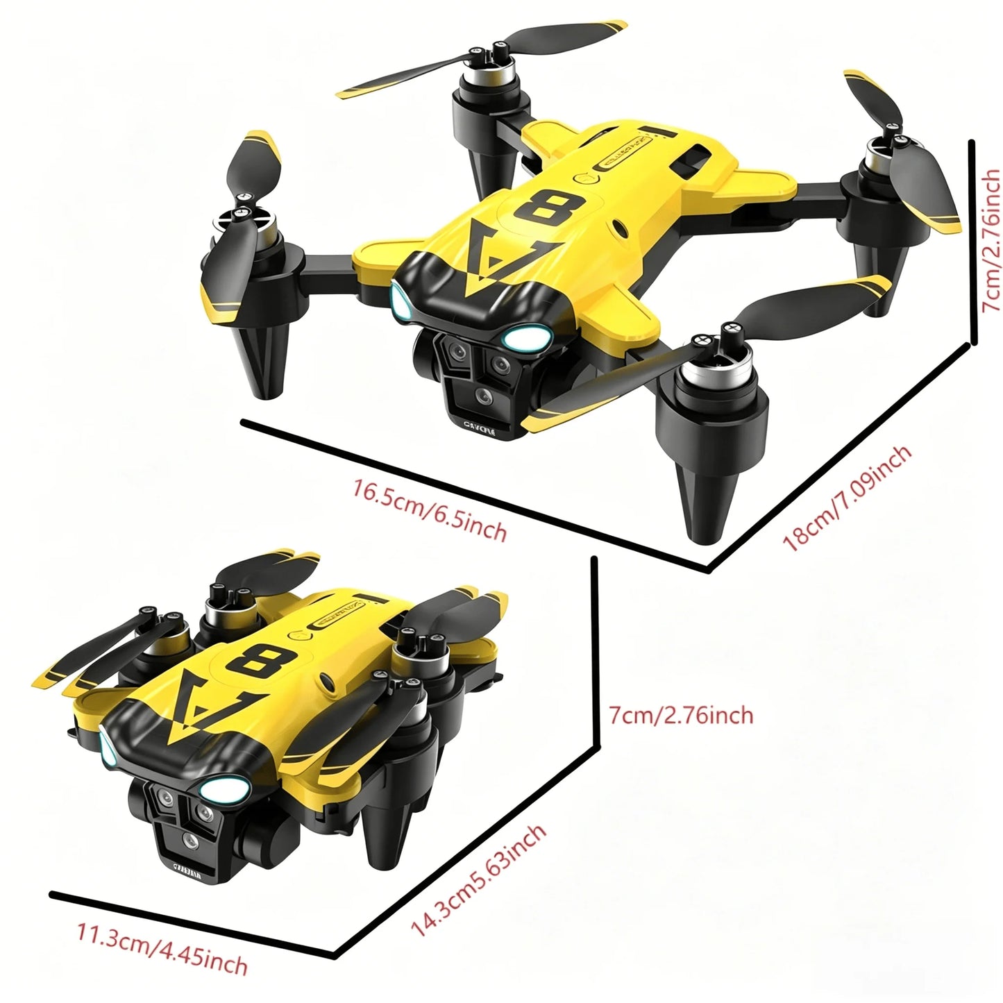 Lccnccz Quadcopter With Triple Cameras Optical Flow OneKeyReturn Brushless