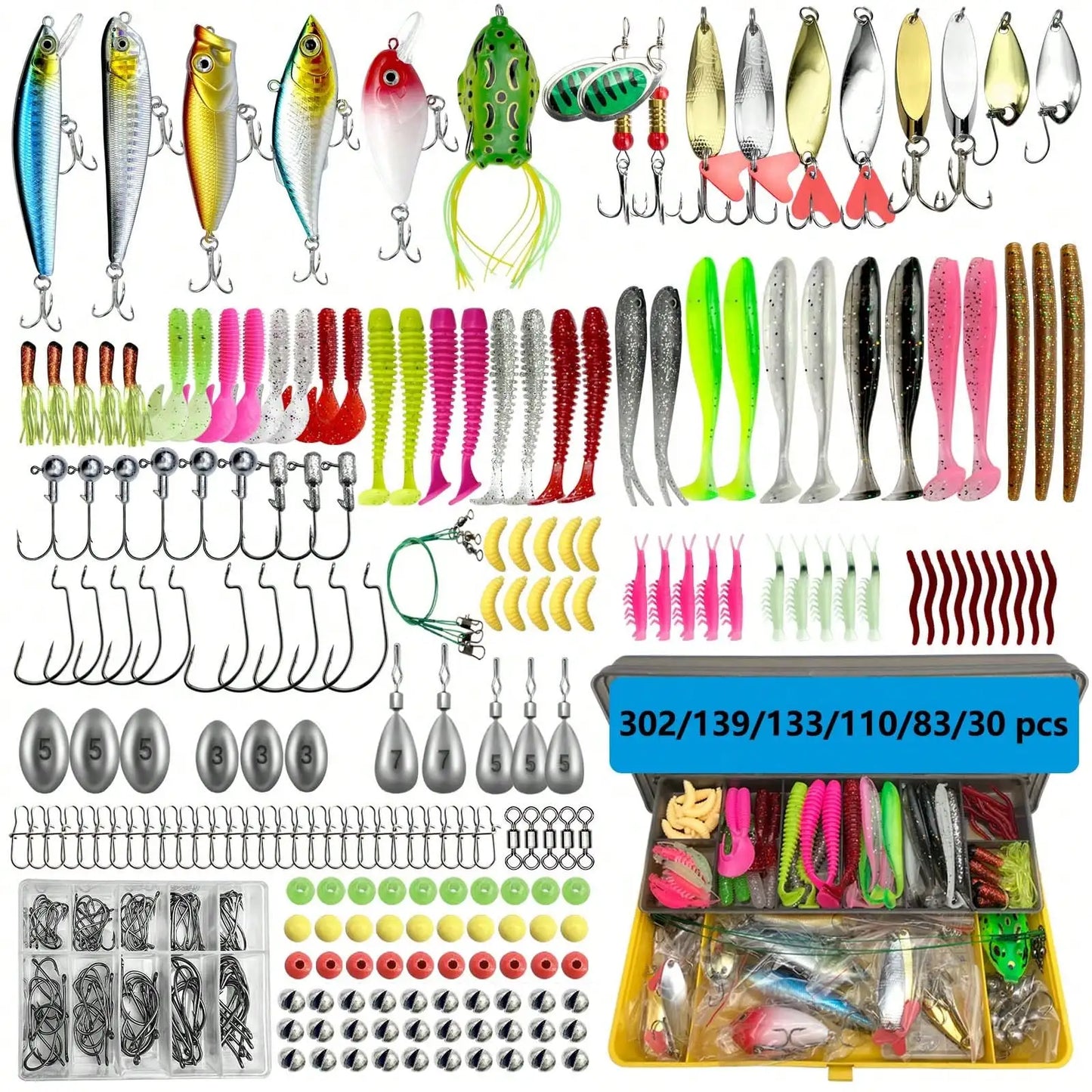 Fishing Lures Kit 302Pcs Topwater Rigs For Bass Trout Salmon