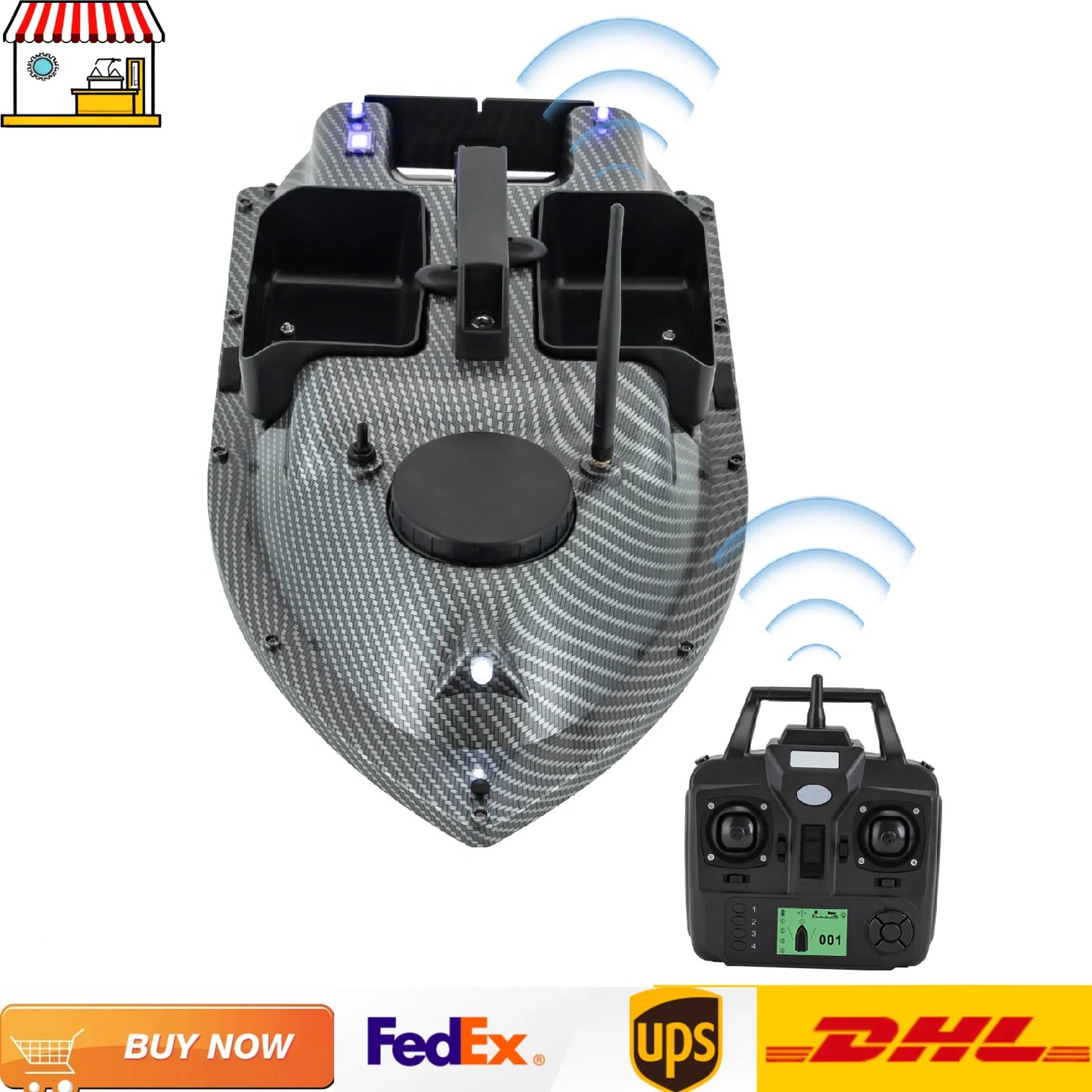 Rechargeable GPS Bait Boat 2 Batteries And 16 Positioning Points