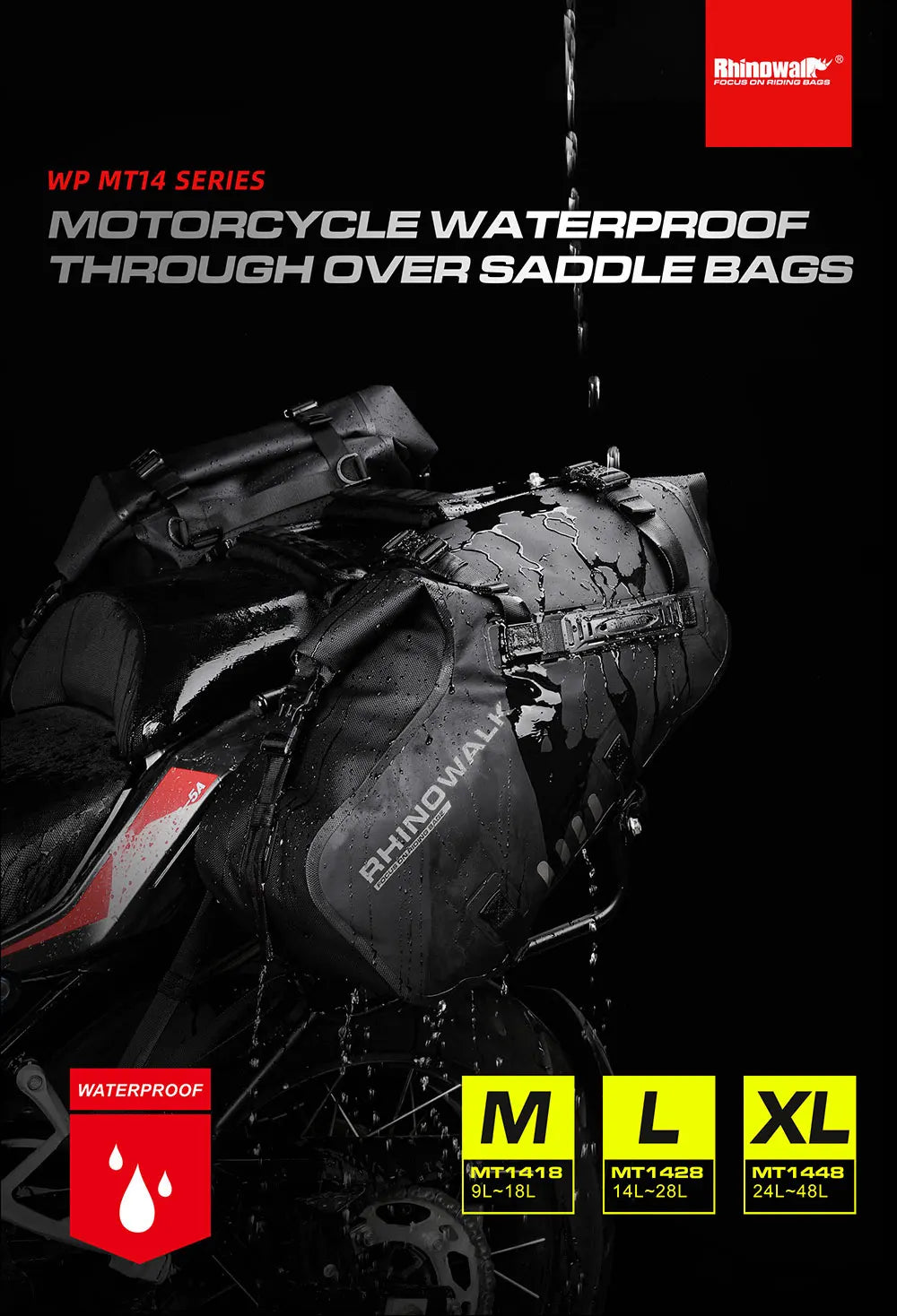 Waterproof Motorcycle Saddle Bags 2 Pack Universal Fit