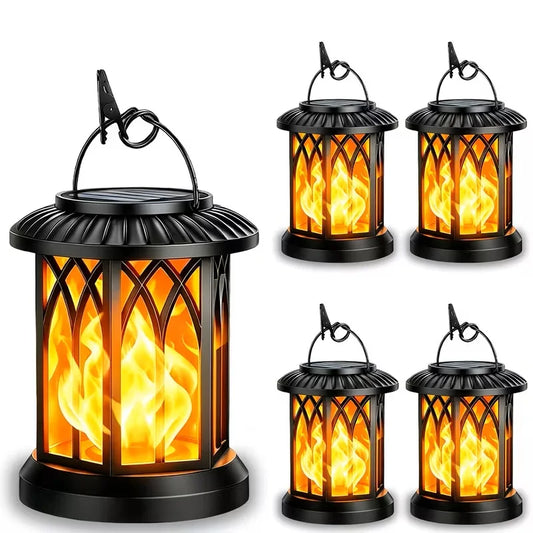 2/4 Pack Hanging Solar Lights Lantern Outdoor, Flickering Flames Solar Outdoor Lights, Solar Lanterns Outdoor Waterproof with Bigger Panel, Lanterns Decorative Outdoor for Yard Garden Decor