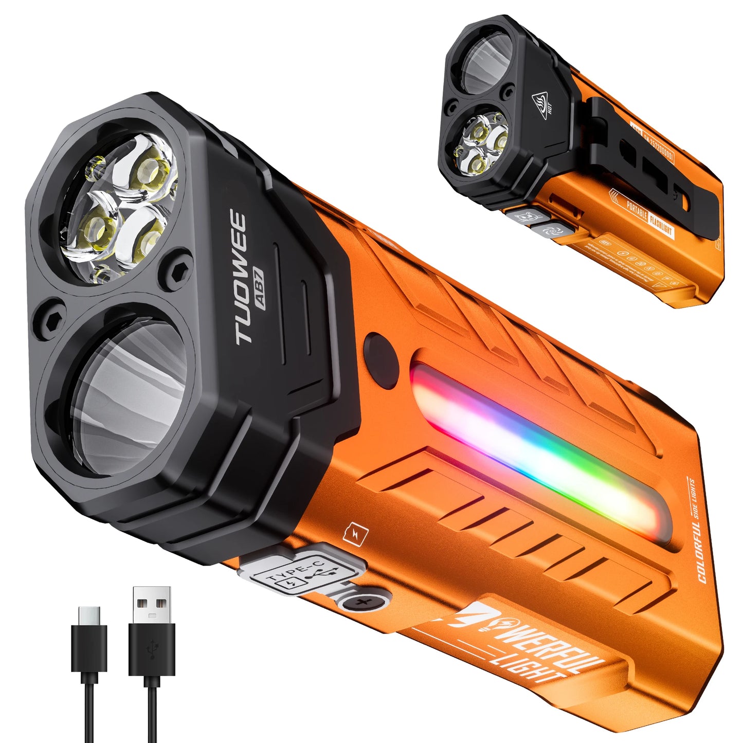 Rechargeable Magnetic LED Flashlight 5000LM With RGB Ambient Light