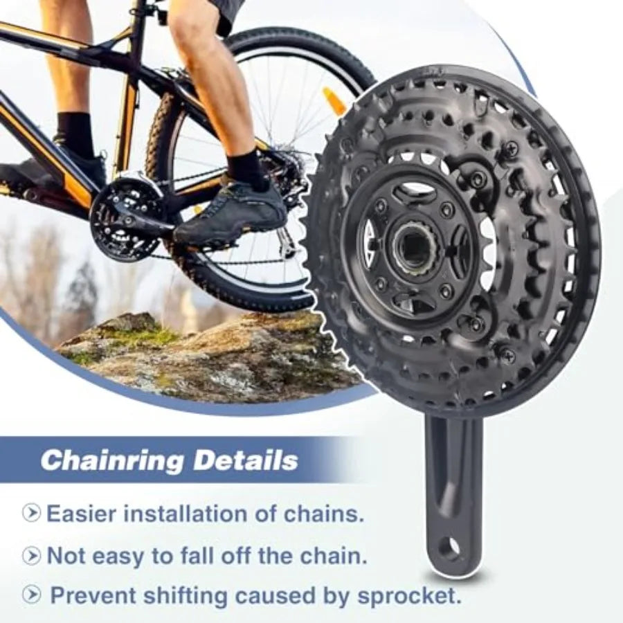 Square Gear Crankset FortyTwo ThirtyFour TwentyFour Teeth 3x6 3x7 3x8