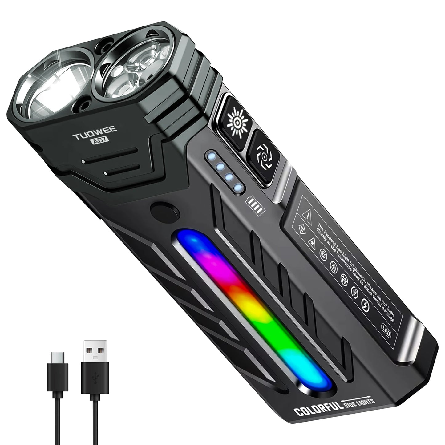 Rechargeable Magnetic LED Flashlight 5000LM With RGB Ambient Light